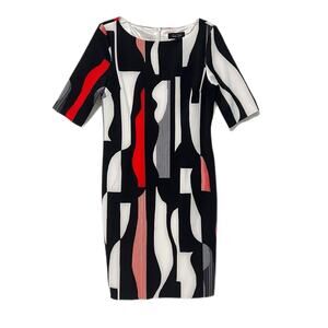 Rickie Freeman For Teri Jon Geometric Print Scuba Dress 12 Half Sleeve Knee